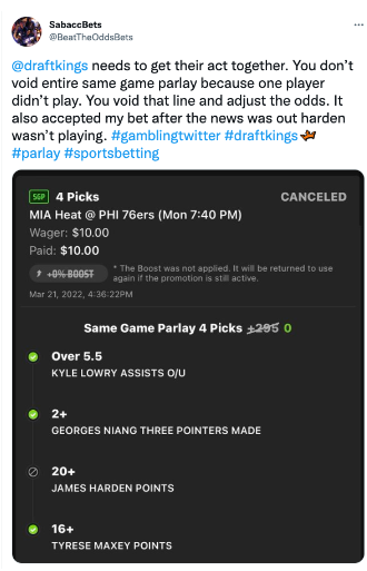 Same game parlay voided